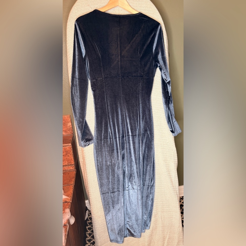 Women’s Velvet Long Sleeve Wrap Dress - Picture 6 of 7